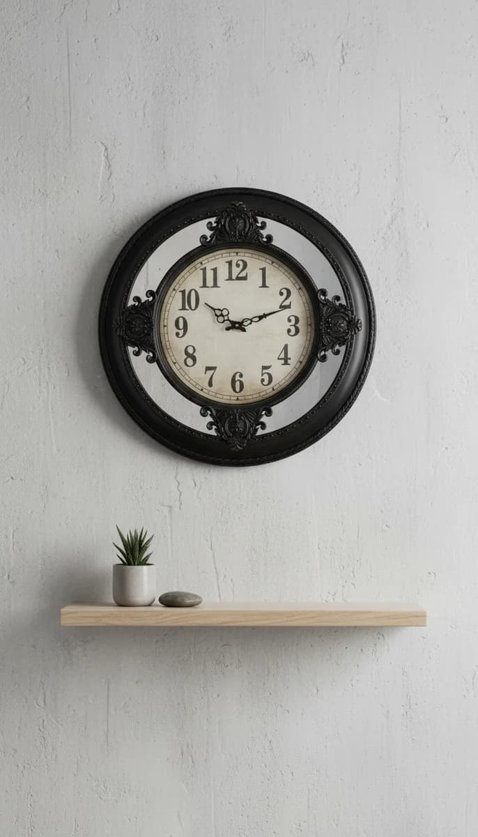 Elegant Mirrored Wall Clock previewed on a wall